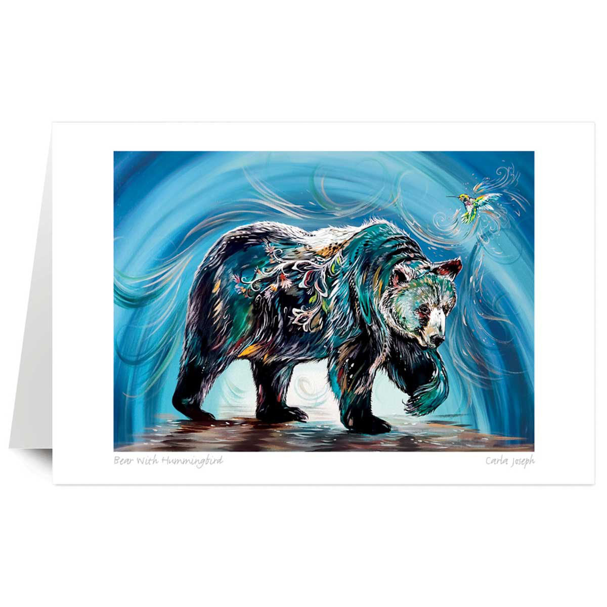 Art Card Carla Joseph Bear With Hummingbird -  - Art Card - House of Himwitsa Art Gallery