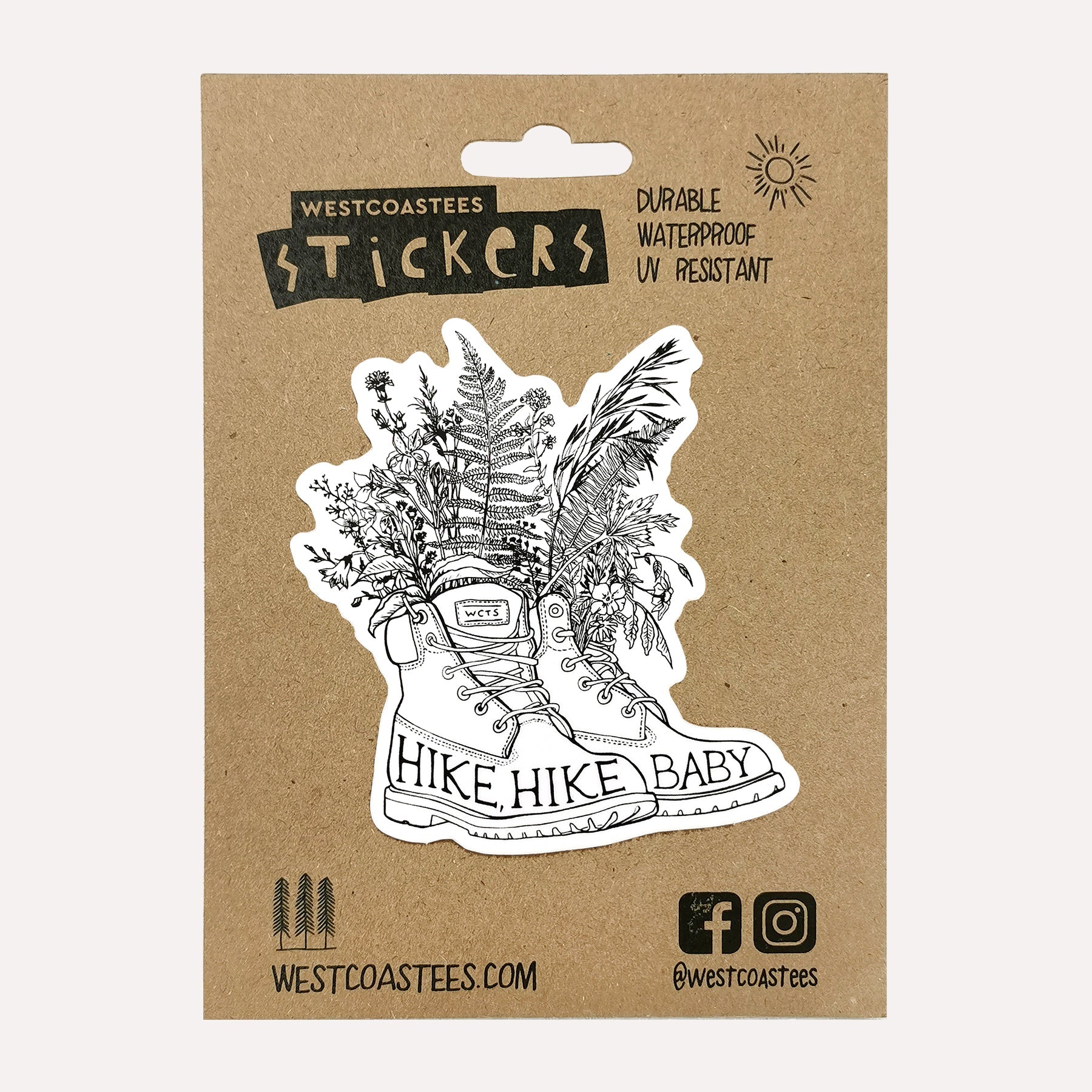 Westcoastees Hike Hike Baby Sticker - Westcoastees Hike Hike Baby Sticker -  - House of Himwitsa Native Art Gallery and Gifts