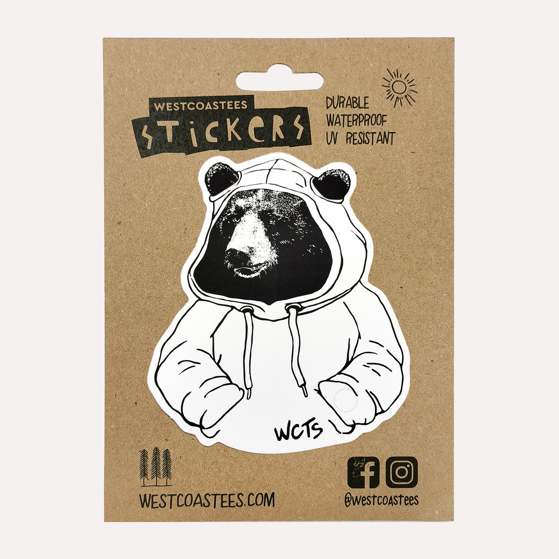 Westcoastees Hoodie Bear Sticker - Westcoastees Hoodie Bear Sticker -  - House of Himwitsa Native Art Gallery and Gifts
