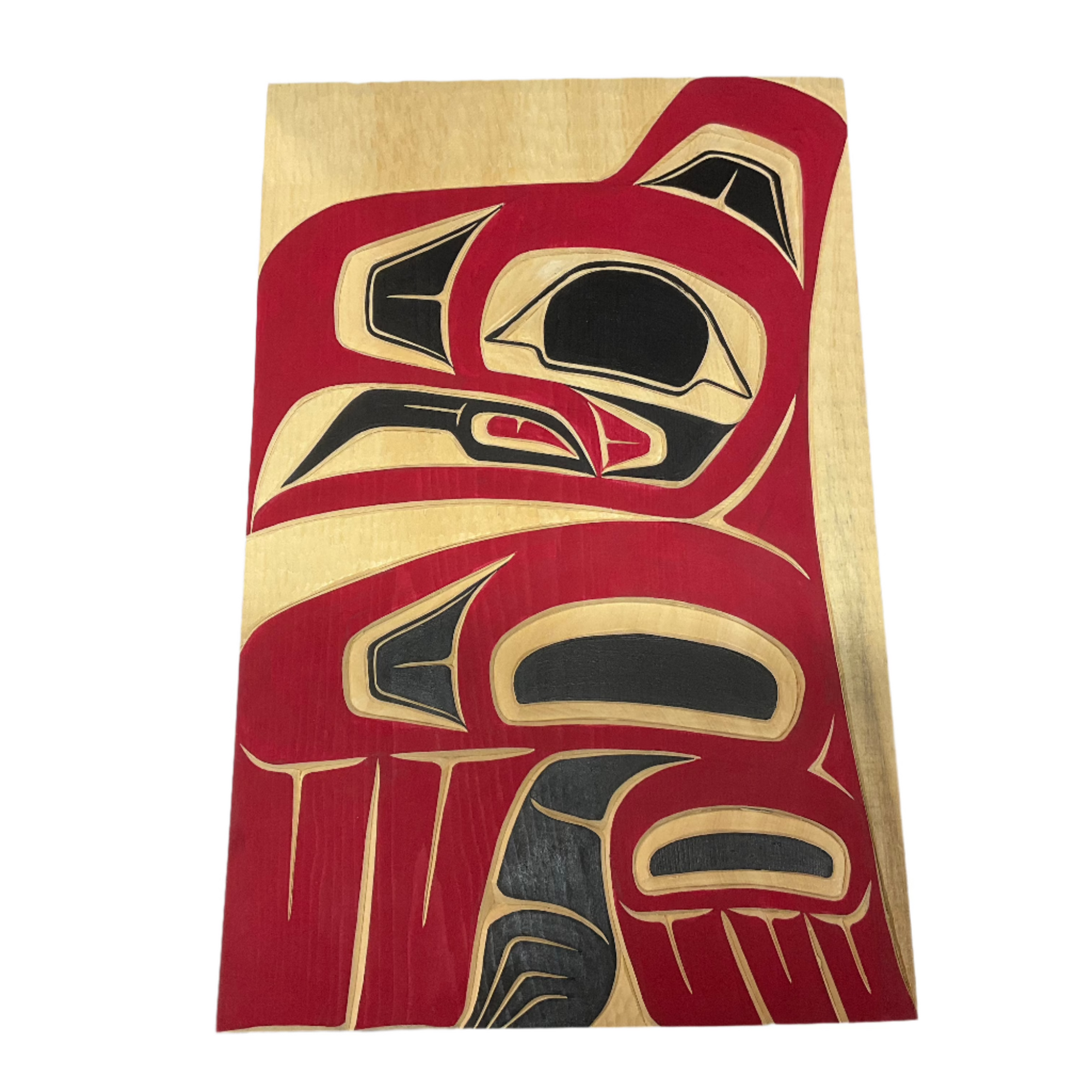 Randy Adams Red Eagle Yellow Cedar Panel 12" x 8" -  - Panel - House of Himwitsa Art Gallery