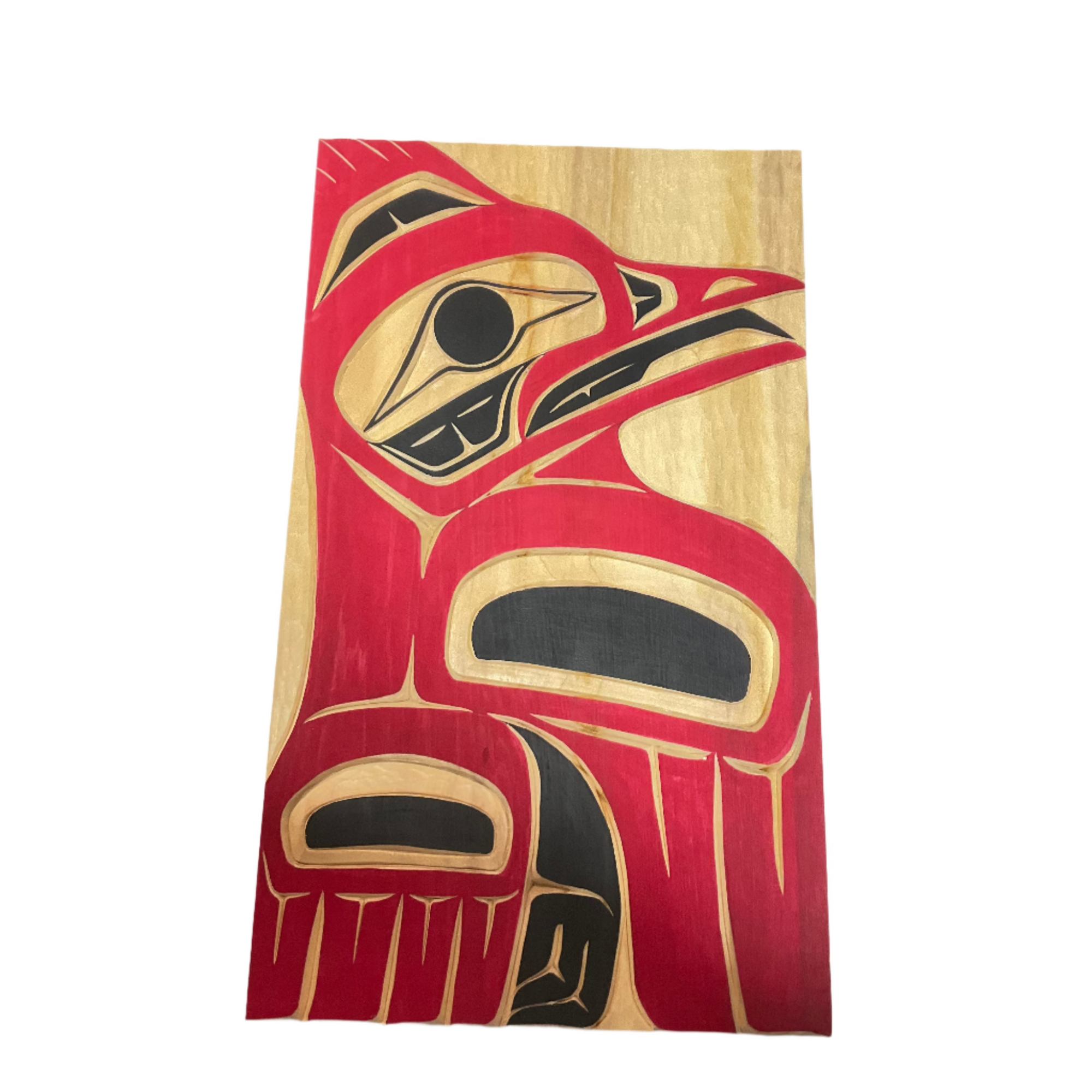 Randy Adams King Fisher Yellow Cedar Panel 6"X10" Red -  - Panel - House of Himwitsa Art Gallery