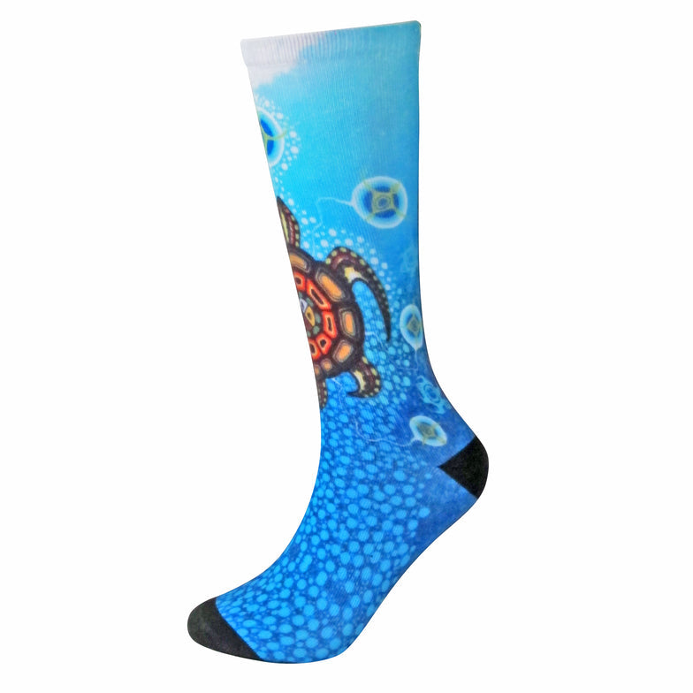 ART SOCKS - M/L / James Jacko Medicine Turtle - 9828M/L - House of Himwitsa Native Art Gallery and Gifts