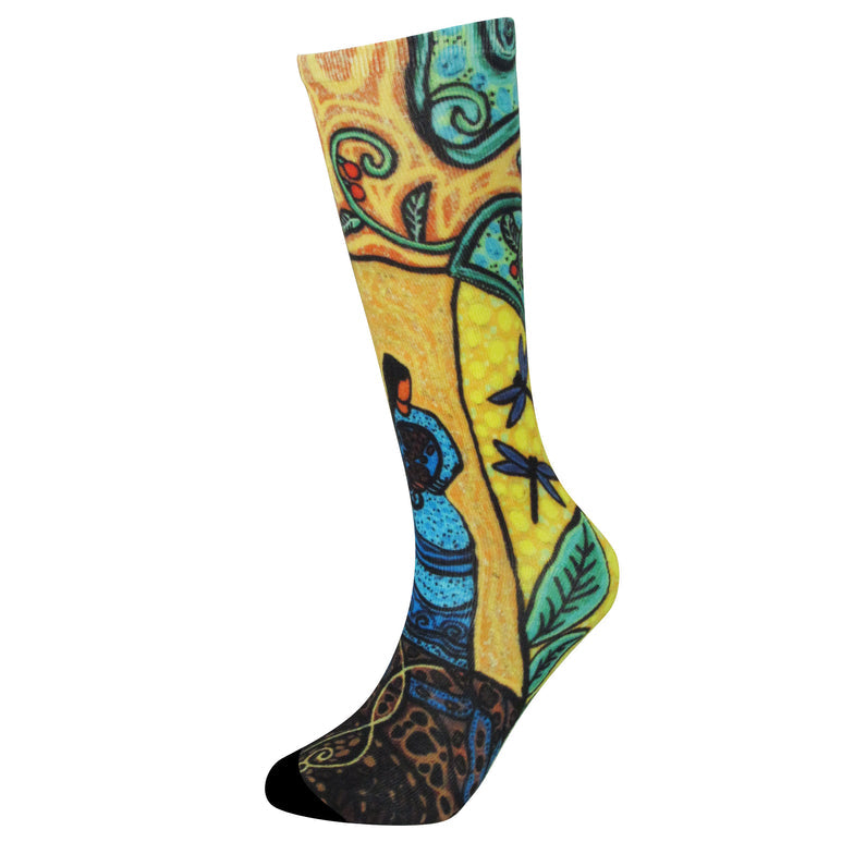 ART SOCKS - M/L / Leah Dorion Strong Earth Woman - 9822M/L - House of Himwitsa Native Art Gallery and Gifts