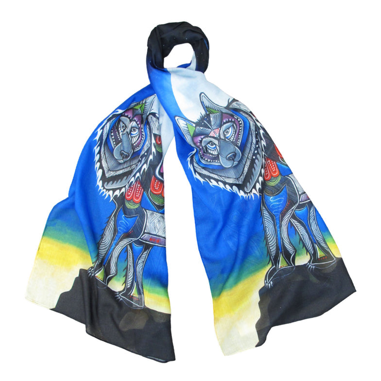 Jessica Somers Wolf Scarf - Jessica Somers Wolf Scarf -  - House of Himwitsa Native Art Gallery and Gifts