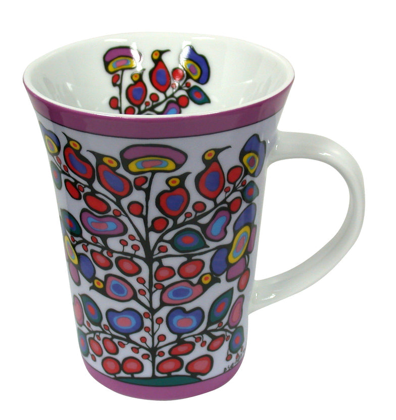 Porcelain Mug Norval Morrisseau Woodland Floral - Porcelain Mug Norval Morrisseau Woodland Floral -  - House of Himwitsa Native Art Gallery and Gifts