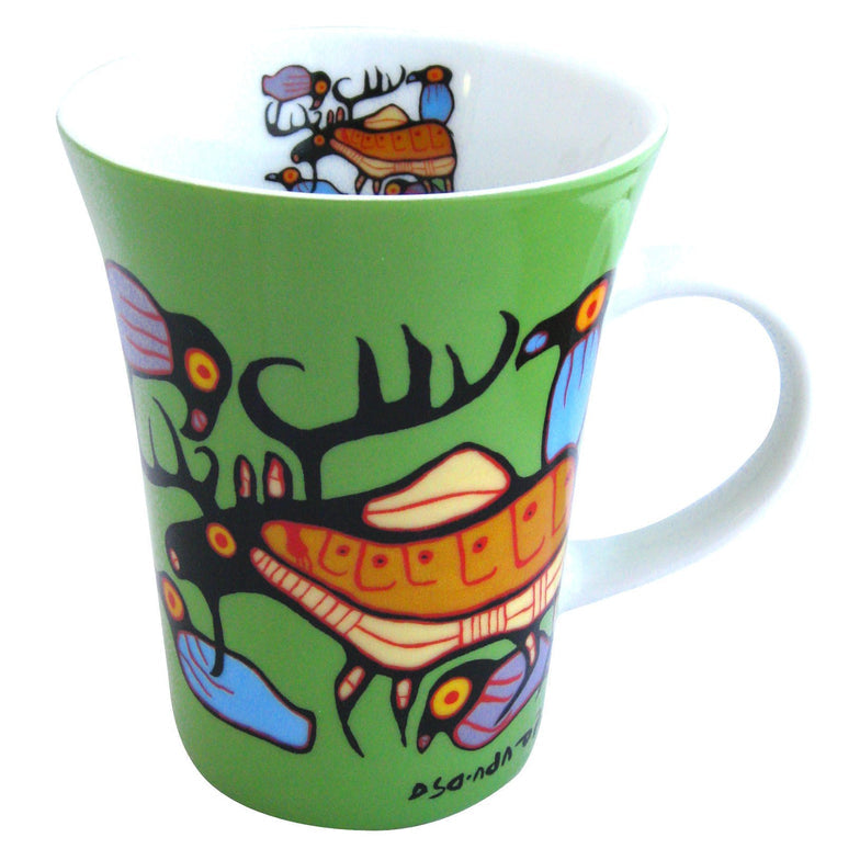 Porcelain Mug  Norval Morriseau Moose Harmony - Porcelain Mug  Norval Morriseau Moose Harmony -  - House of Himwitsa Native Art Gallery and Gifts