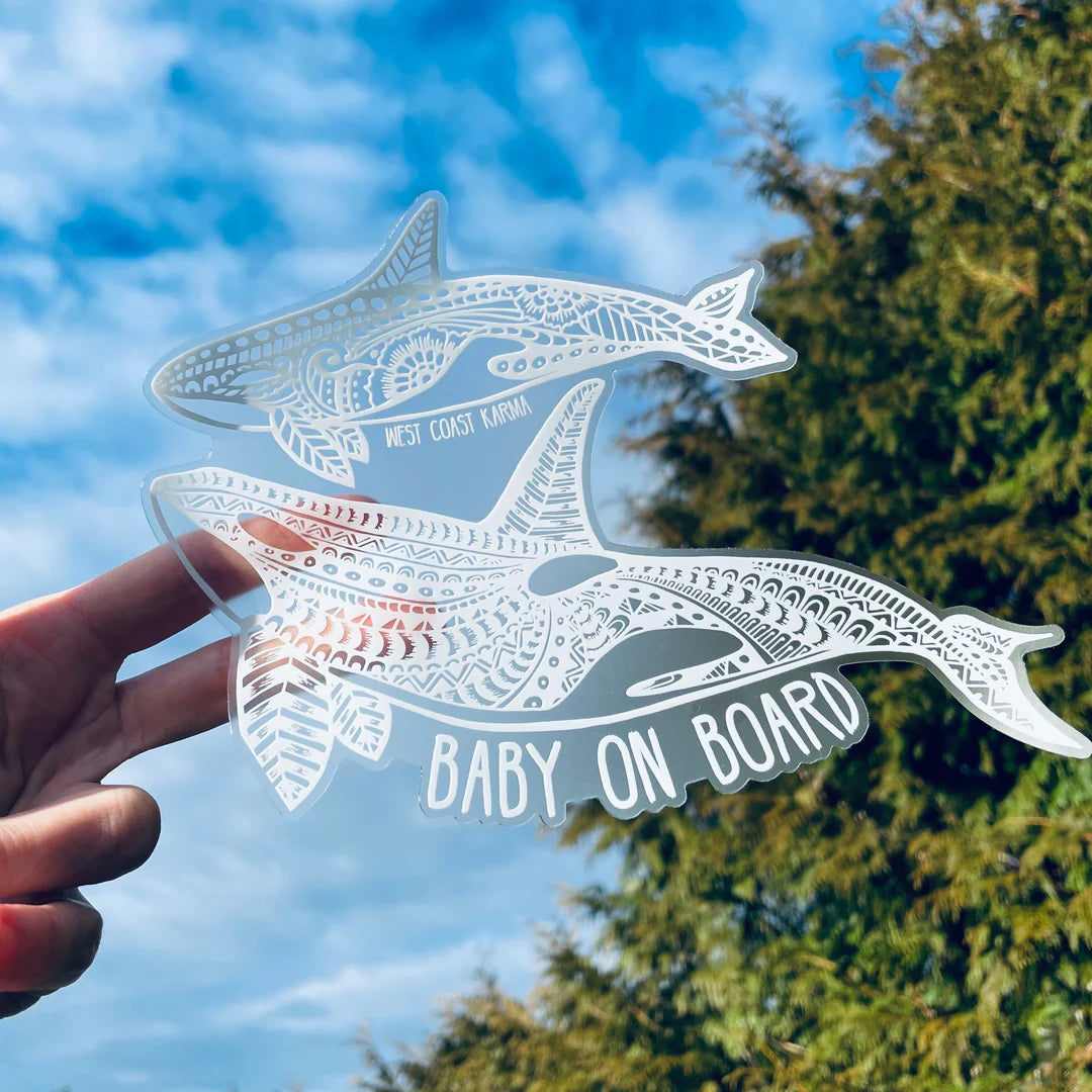 West Coast Karma Decal Orca Baby on Board White