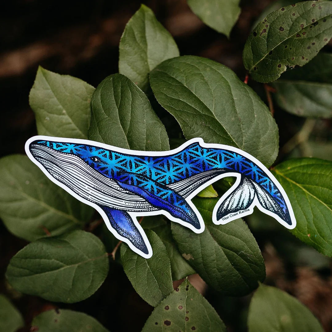 West Coast Karma Sticker Colourful Humpback Seed Of Life