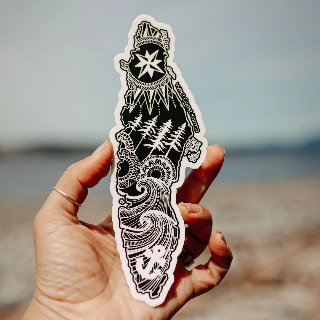 West Coast Karma Sticker Vinyl Black Vancouver Island