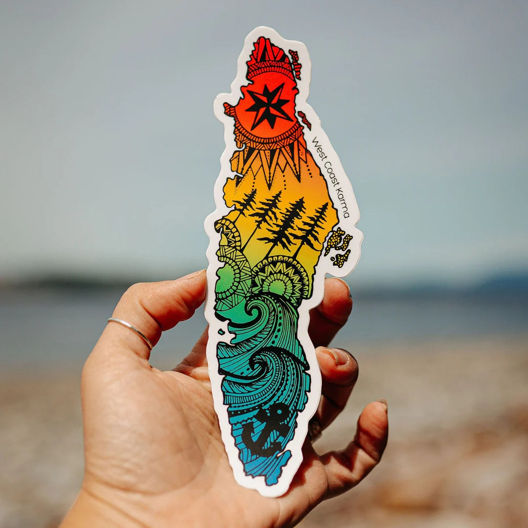 West Coast Karma Sticker Vancouver Island Rainbow