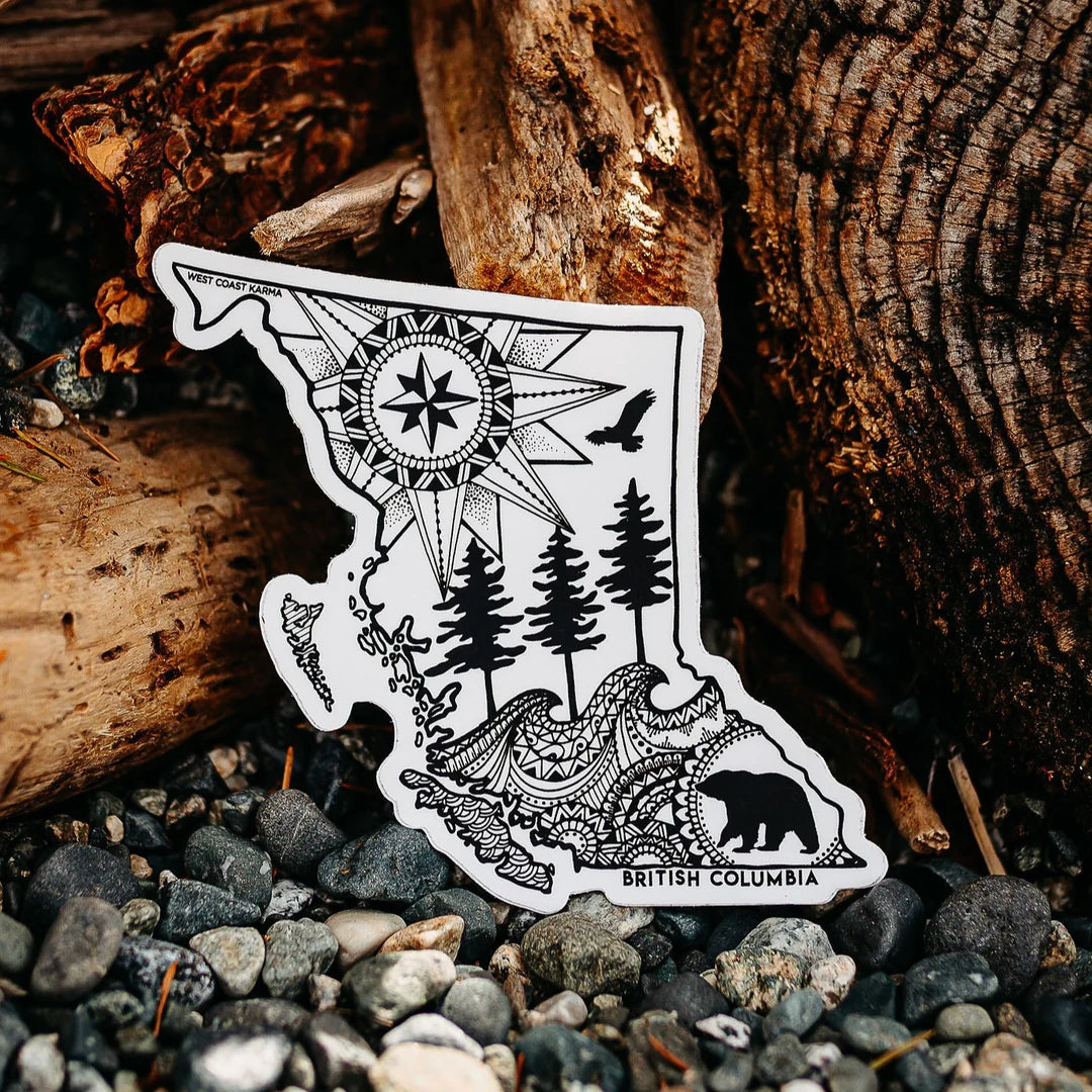 West Coast Karma Sticker BC Map