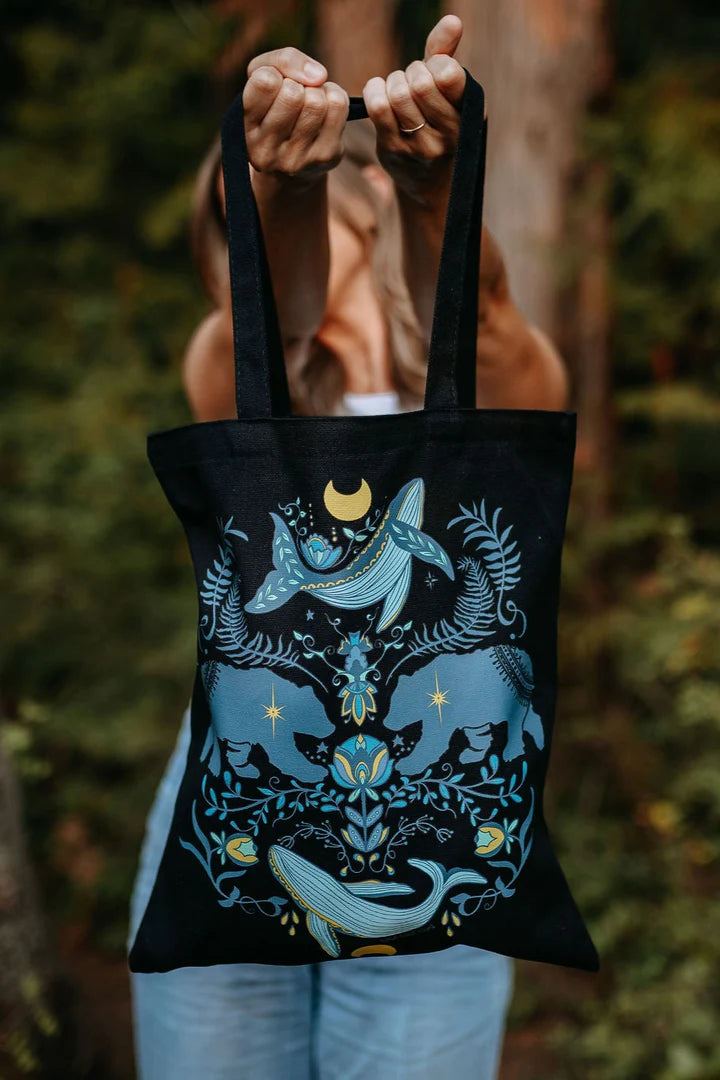 West Coast Karma Cottage Bear Canvas Cotton Tote