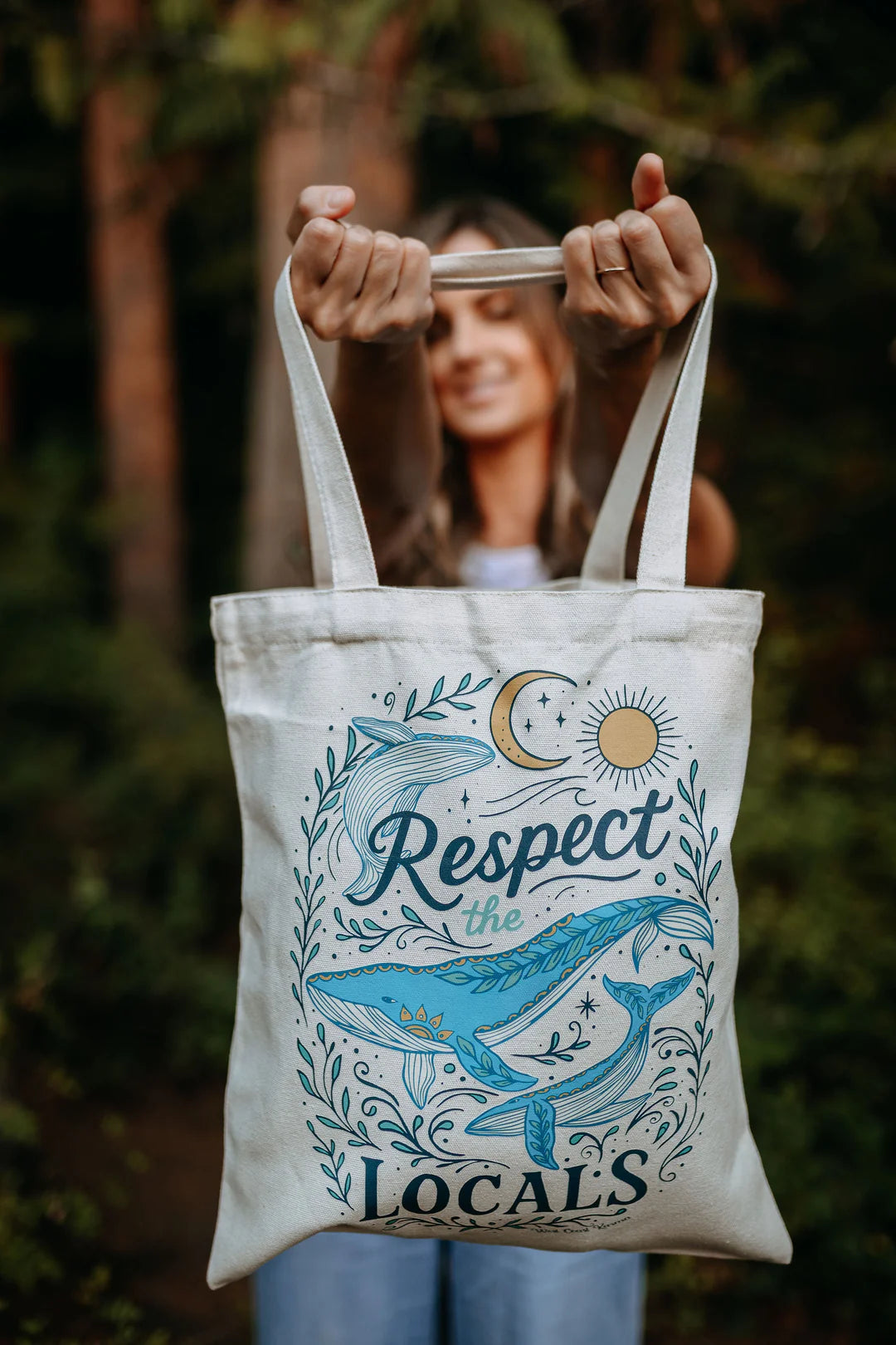 West Coast Karma Respect the Locals Canvas Cotton Tote