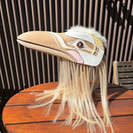 Quinn James White Raven Mask on stand -  - MASK - House of Himwitsa Art Gallery