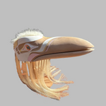 Quinn James White Raven Mask on stand -  - MASK - House of Himwitsa Art Gallery