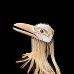 Quinn James White Raven Mask on stand -  - MASK - House of Himwitsa Art Gallery