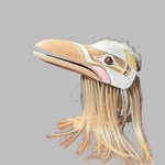 Quinn James White Raven Mask on stand -  - MASK - House of Himwitsa Art Gallery