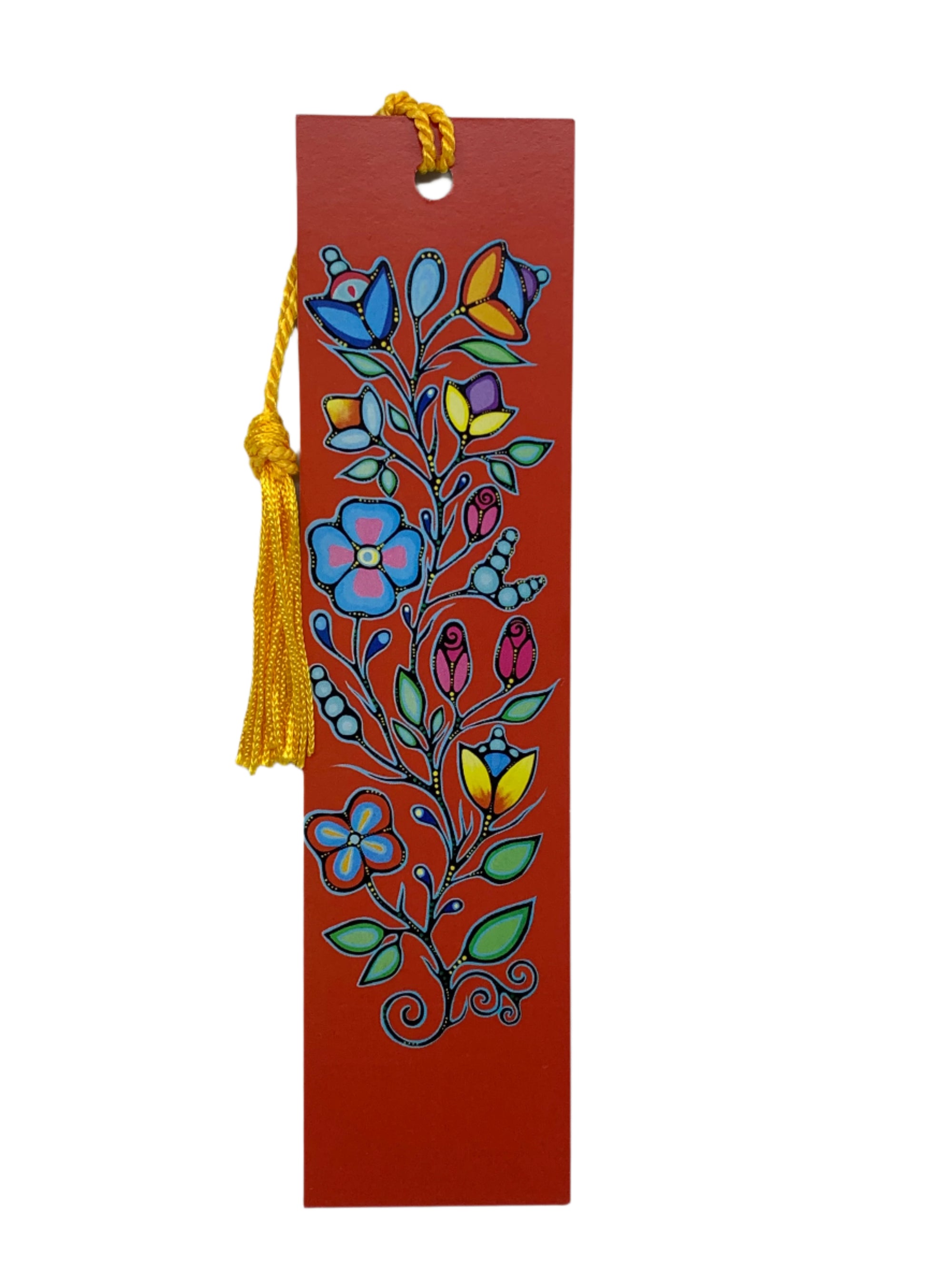 Bookmark Jackie Traverse Red Ojibway Floral - Canadian Art Prints Inc. - Bookmark - House of Himwitsa Art Gallery