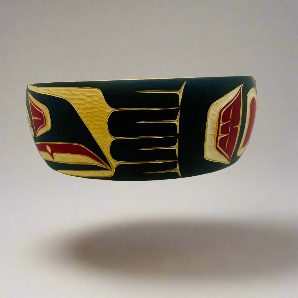 Randy Adams "Raven The Teacher" Bowl  with Abalone Inlay -  - CARVED BOWL - House of Himwitsa Art Gallery