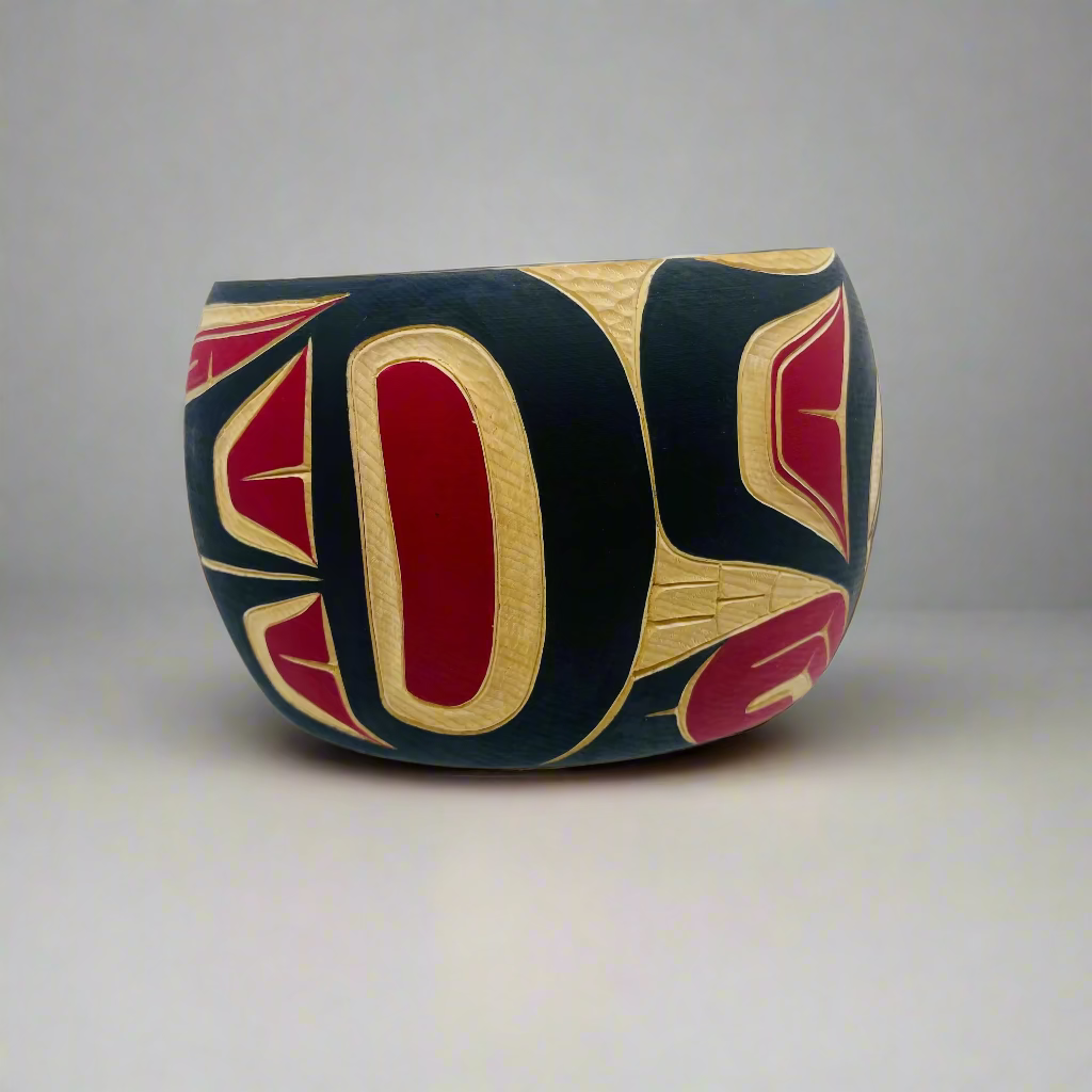 Randy Adams "Raven" Bowl with Abalone Inlay -  - CARVED BOWL - House of Himwitsa Art Gallery