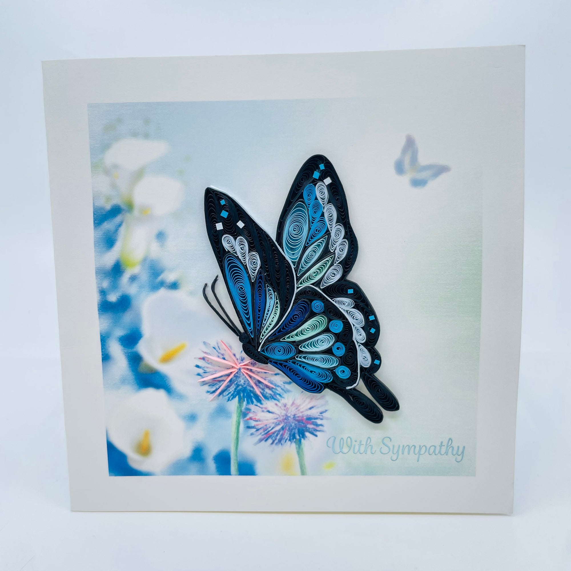 Quilling Art Card "With Sympathy " Butterfly -  - quilling art card - House of Himwitsa Art Gallery