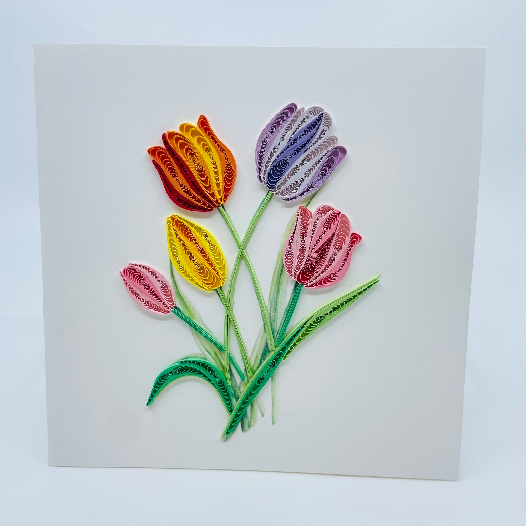 Quilling Art Card Colourful Tulips - Quilling Art Card Colourful Tulips -  - House of Himwitsa Native Art Gallery and Gifts