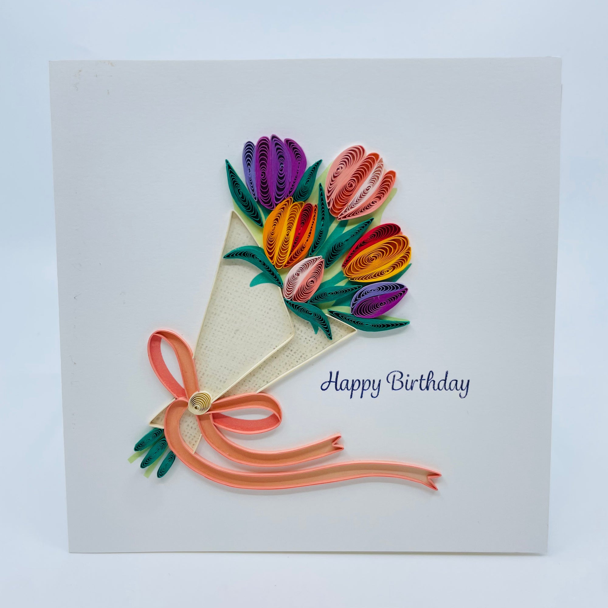 Quilling Art Card Birthday Tulip Bouquet - Quilling Art Card Birthday Tulip Bouquet -  - House of Himwitsa Native Art Gallery and Gifts