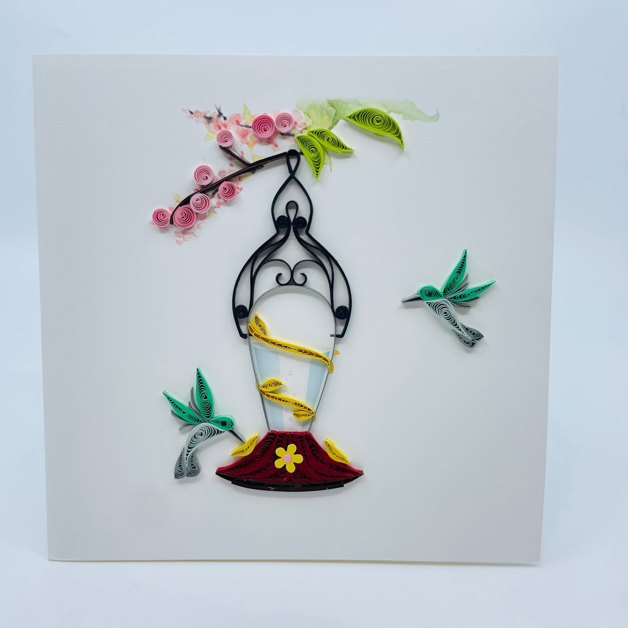 Quilling Art Card Hummingbird Feeder - Quilling Art Card Hummingbird Feeder -  - House of Himwitsa Native Art Gallery and Gifts