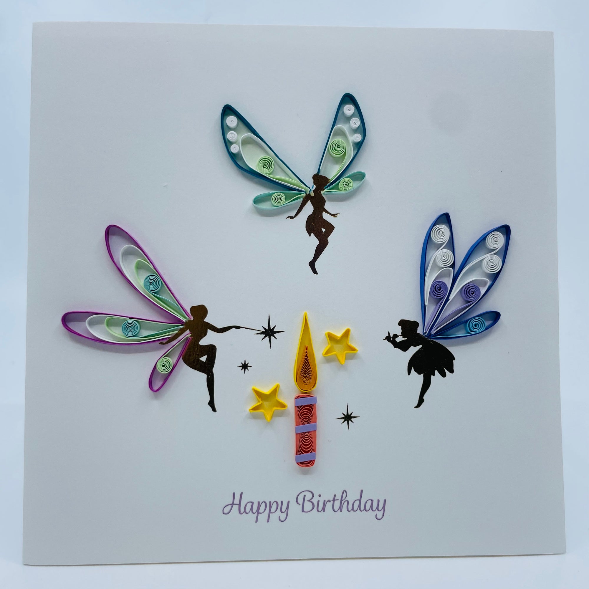 Quilling Art Card: Birthday Fairies - Quilling Art Card: Birthday Fairies -  - House of Himwitsa Native Art Gallery and Gifts