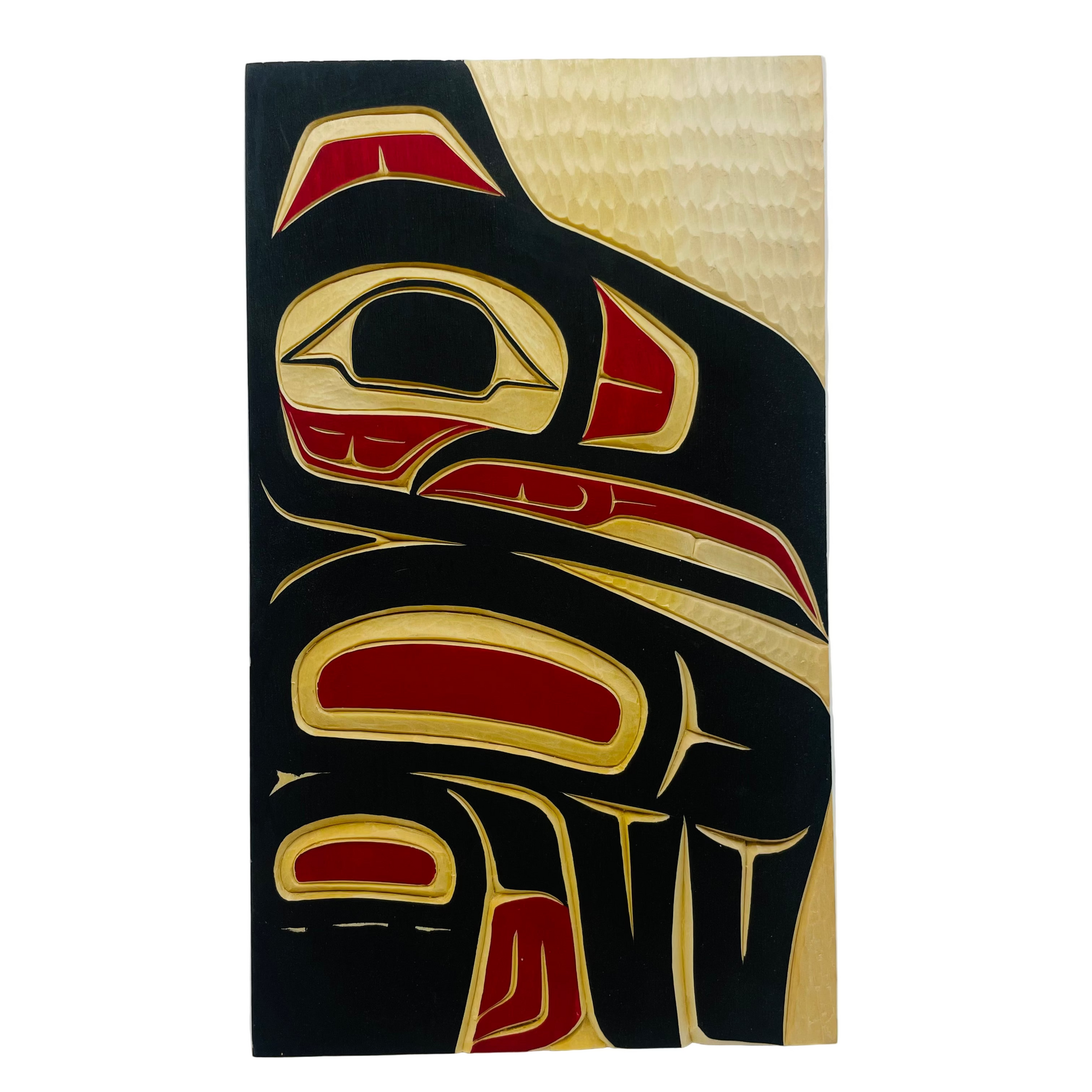 Randy Adams 8" x 11" Raven Yellow Cedar Panel -  -  - House of Himwitsa Art Gallery