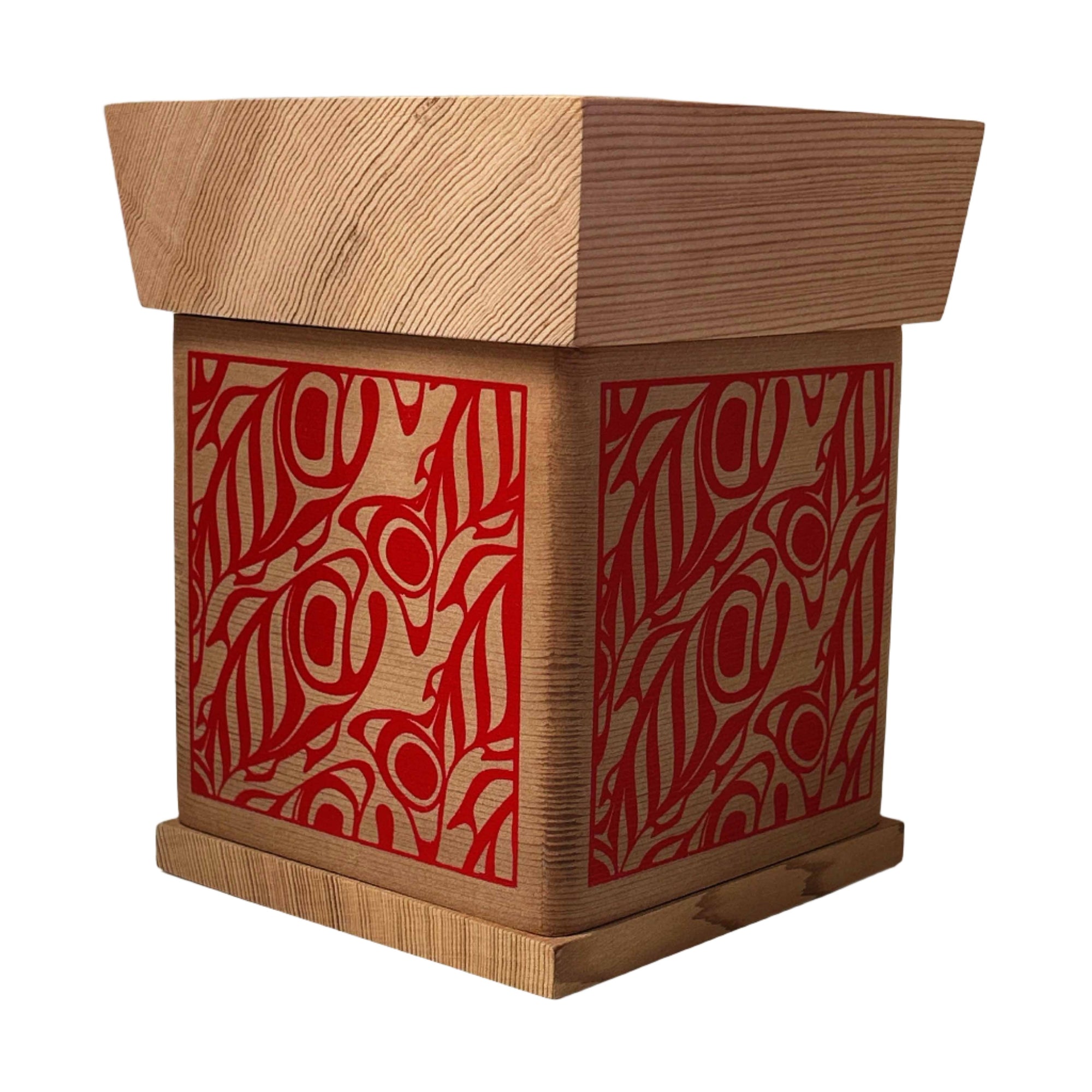 James Michels Red Cedar  Bentwood Box Salmon Screen - James michels - Bentwood Box - House of Himwitsa Art Gallery