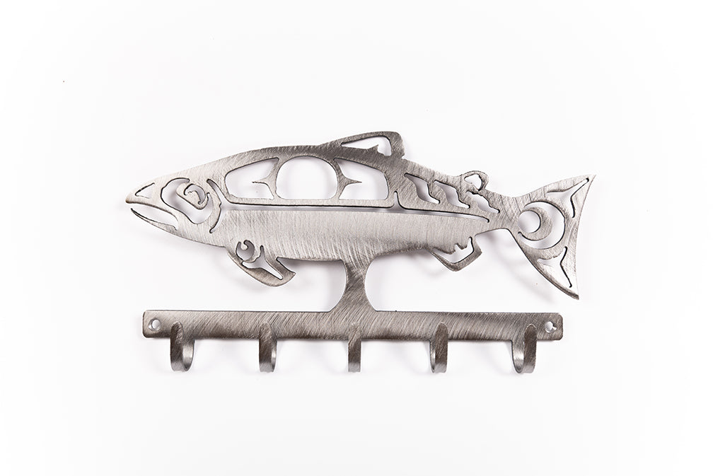 Noel Brown First Nation Silver Salmon Key Hook - Noel Brown First Nation Silver Salmon Key Hook -  - House of Himwitsa Native Art Gallery and Gifts