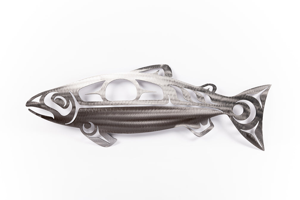 Noel Brown First Nation Silver Salmon 32'' - Noel Brown First Nation Silver Salmon 32'' -  - House of Himwitsa Native Art Gallery and Gifts