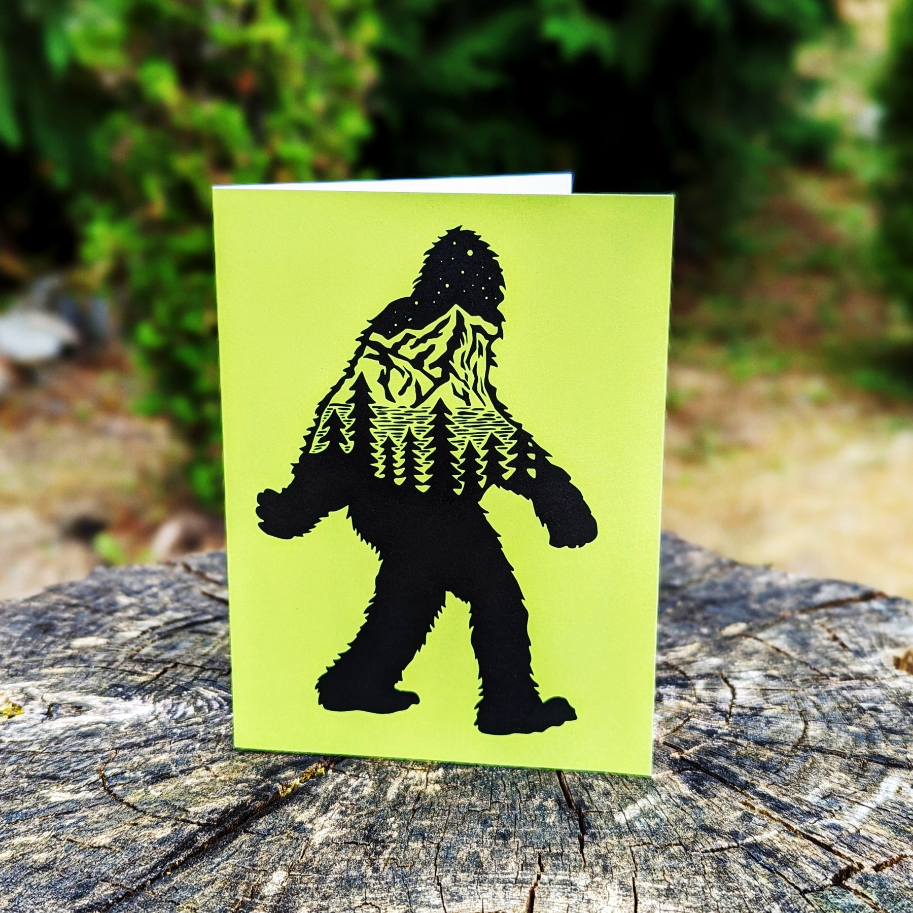Westcoastees Landscape Sasquatch Art Card - Westcoastees Landscape Sasquatch Art Card -  - House of Himwitsa Native Art Gallery and Gifts