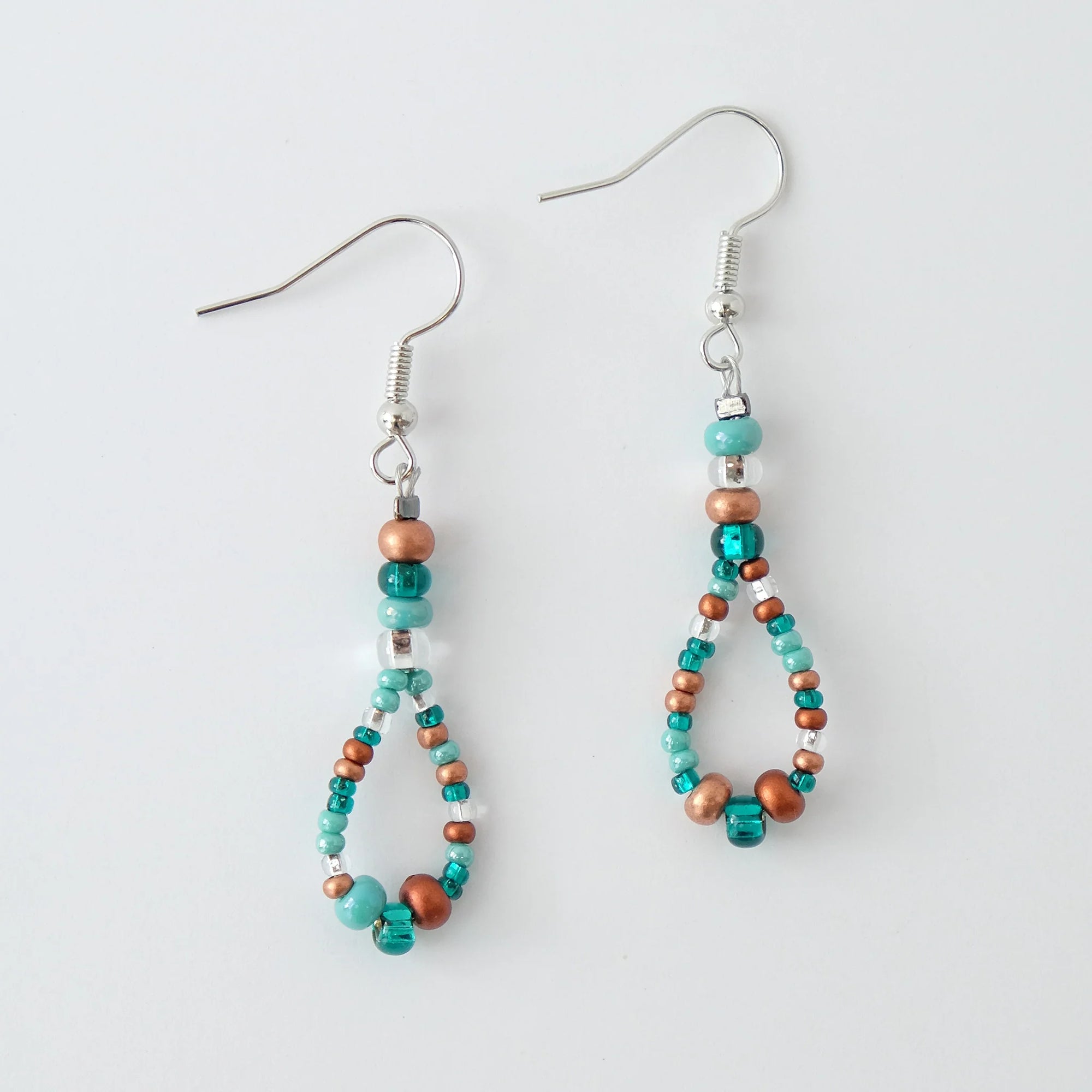 Beaded Earrings with Turquoise/Copper Glass Beads -  -  - House of Himwitsa Art Gallery