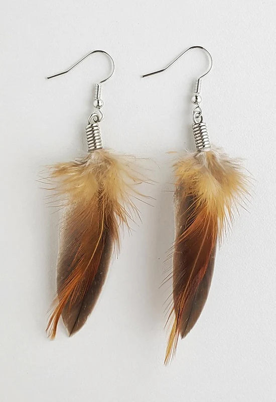 Natural Feather Earrings with Small Quills