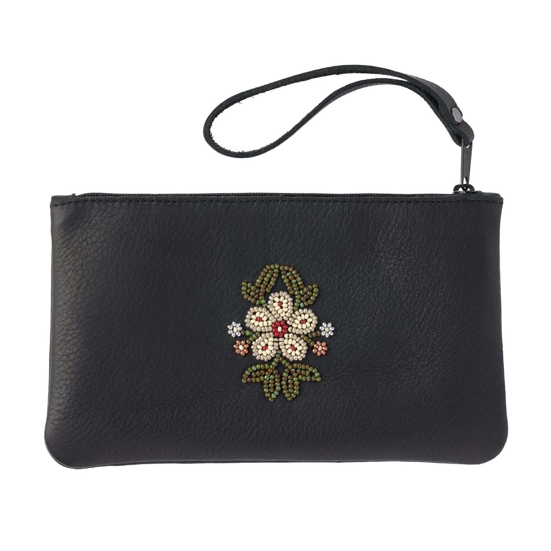 Floret Beaded Wristlet Bag Black -  -  - House of Himwitsa Art Gallery