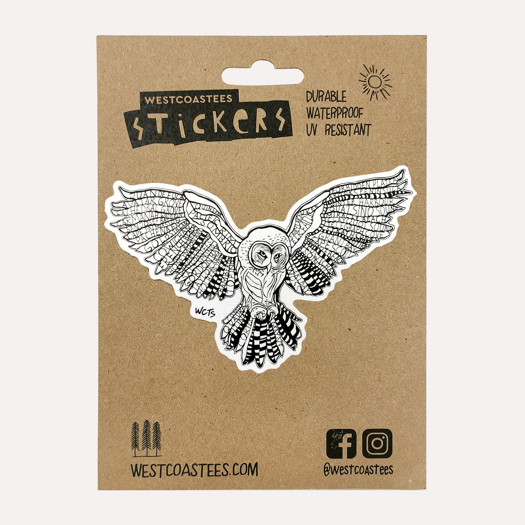 Westcoastees Owl Places Sticker - Westcoastees Owl Places Sticker -  - House of Himwitsa Native Art Gallery and Gifts