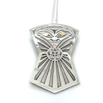 Grant Pauls Pendant Sterling Silver and 14K Gold Copper Shield Shaped Crow and Raven