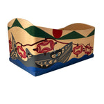 Patrick Amos Yellow / Red Cedar  Bentwood Box  Nuu-Chah-Nulth Whaling Scene - Jerry Wolfman - Bentwood box - House of Himwitsa Art Gallery
