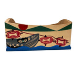 Patrick Amos Yellow / Red Cedar  Bentwood Box  Nuu-Chah-Nulth Whaling Scene - Jerry Wolfman - Bentwood box - House of Himwitsa Art Gallery