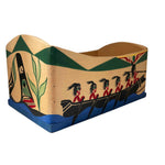 Patrick Amos Yellow / Red Cedar  Bentwood Box  Nuu-Chah-Nulth Whaling Scene - Jerry Wolfman - Bentwood box - House of Himwitsa Art Gallery