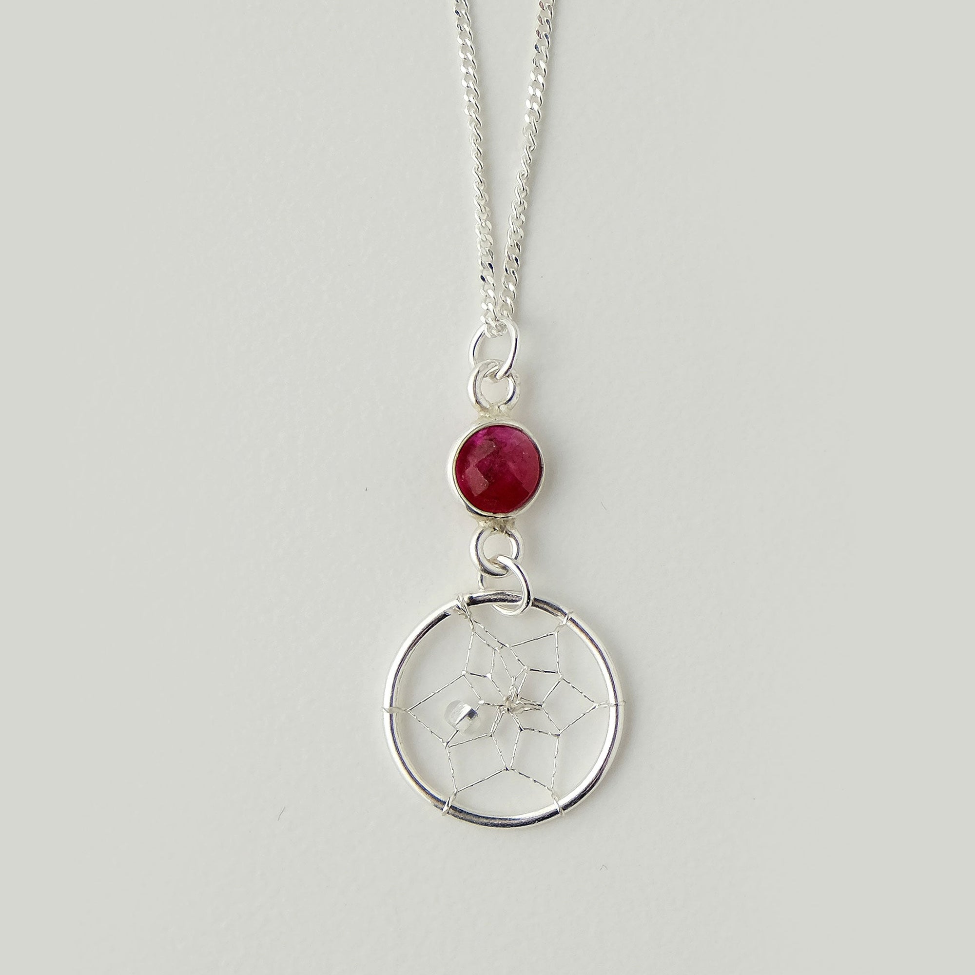 Dream Catcher Pendant Birthstone "January-Garnet" Sterling Silver Jewellery -  - Silver Pendants - House of Himwitsa Art Gallery