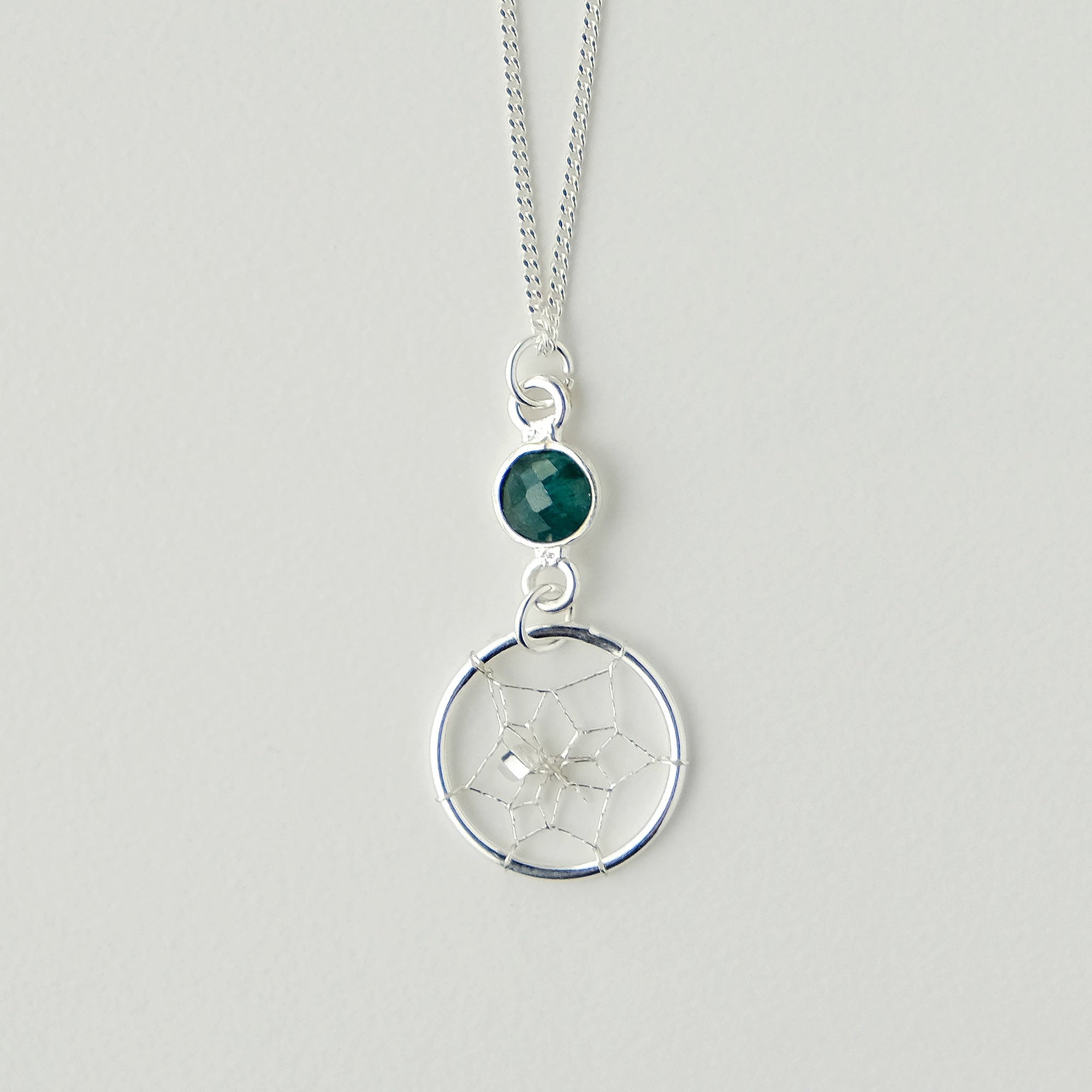 Dream Catcher Pendant Birthstone "May-Emerald" Sterling Silver Jewellery -  - Silver Pendants - House of Himwitsa Art Gallery