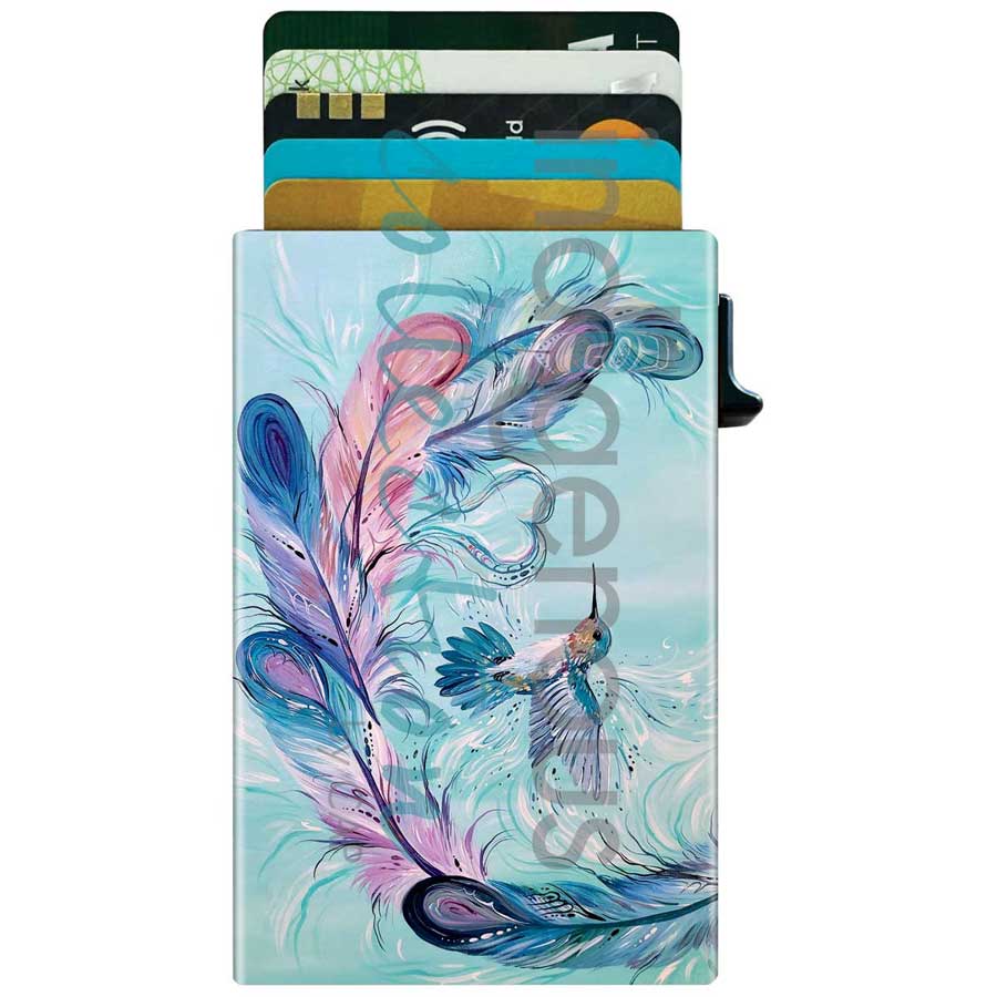 Metal Card Holder Carla Joseph Hummingbird Feathers