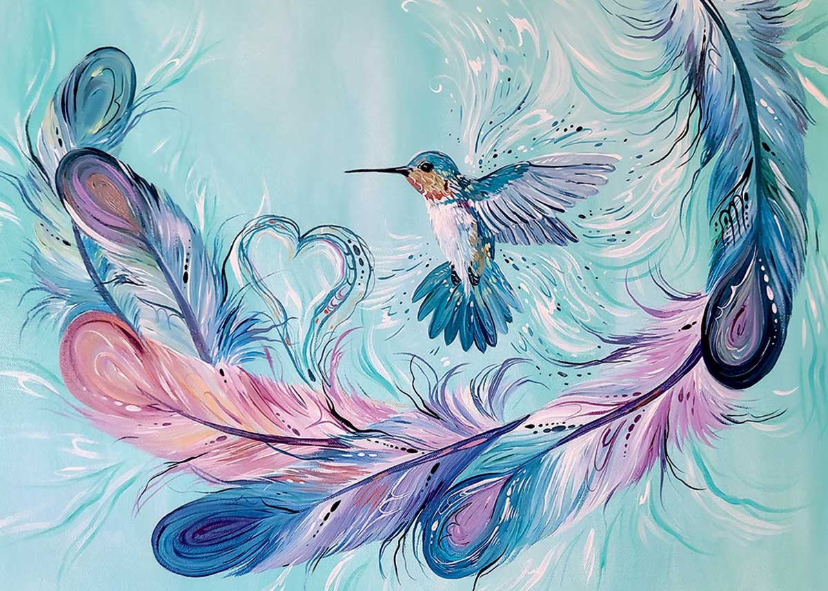 Magnet Carla Joseph Hummingbird Feathers - Magnet Carla Joseph Hummingbird Feathers -  - House of Himwitsa Native Art Gallery and Gifts