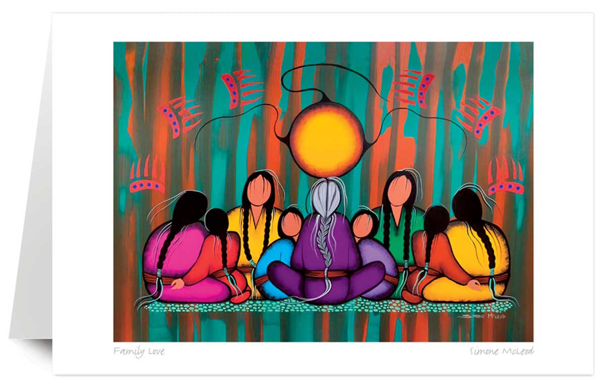 Art Card Simone McLeod Family Love - Art Card Simone McLeod Family Love -  - House of Himwitsa Native Art Gallery and Gifts