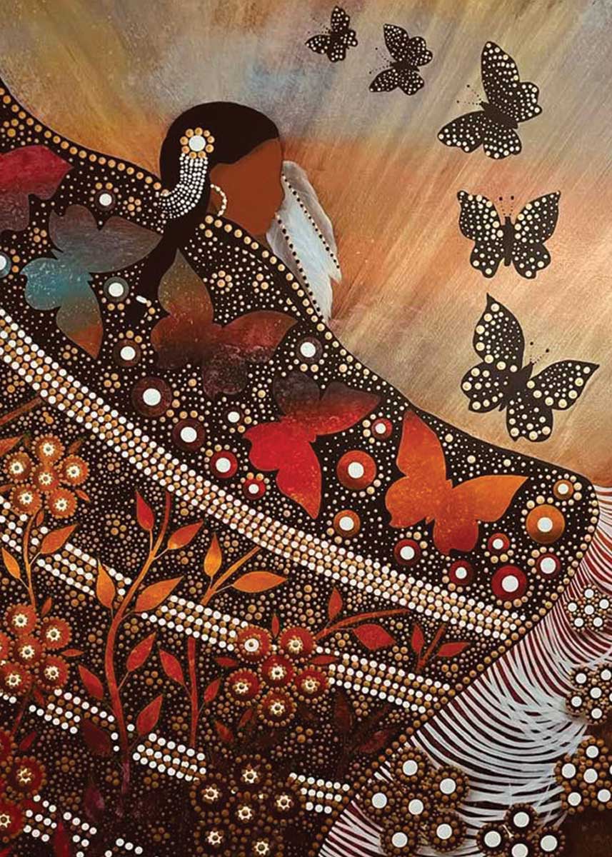 Magnet Betty Albert Butterfly Dance - Magnet Betty Albert Butterfly Dance -  - House of Himwitsa Native Art Gallery and Gifts