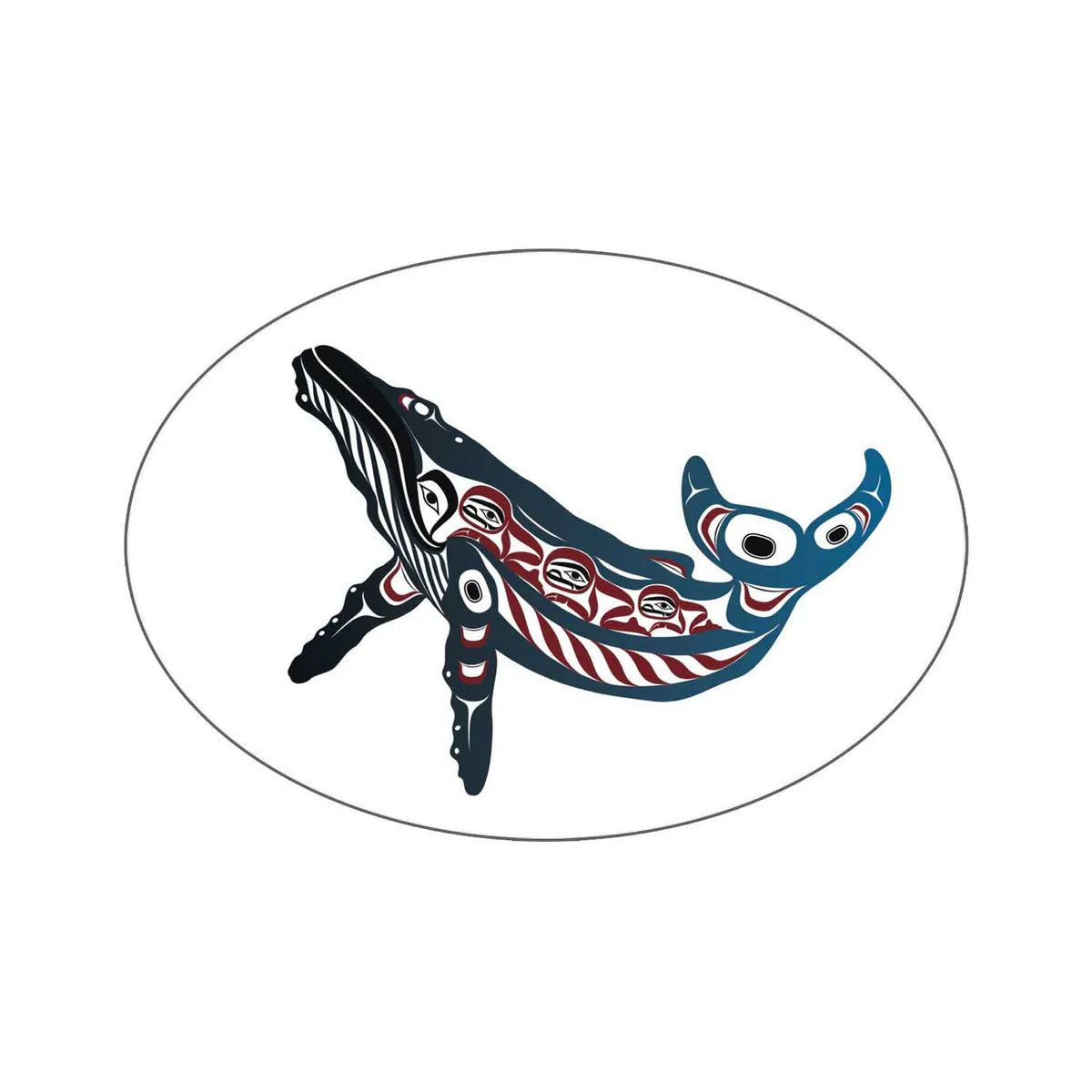 Sticker Mark Preston Humpback Whale -  - oval Stickers - House of Himwitsa Art Gallery