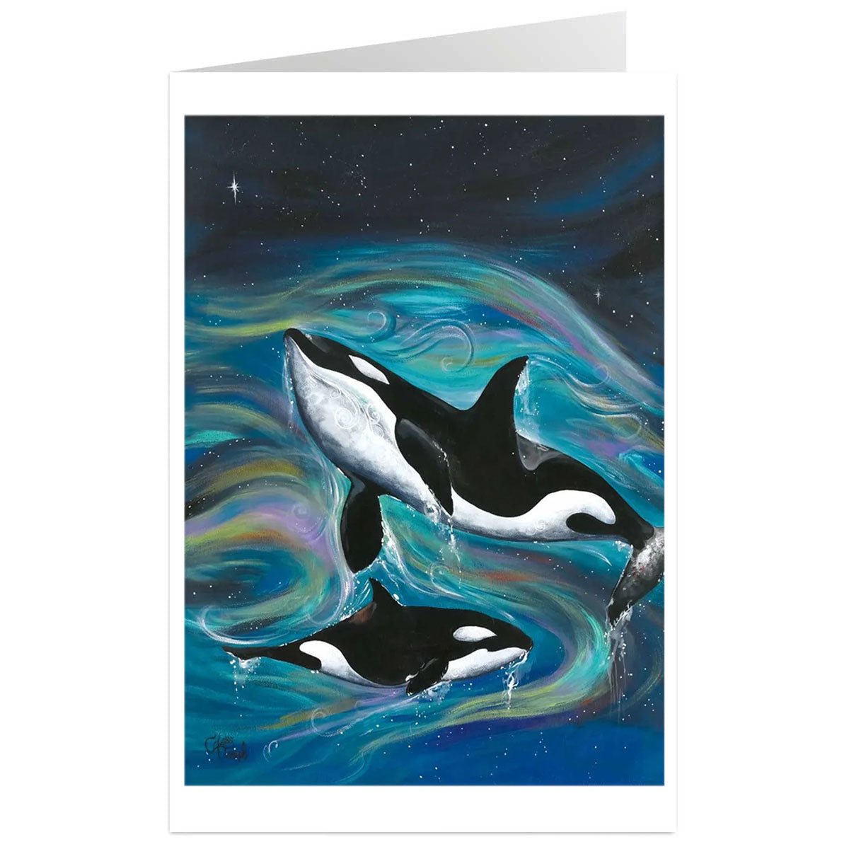 Art Card Carla Joseph Killer Whales -  - Art Card - House of Himwitsa Art Gallery